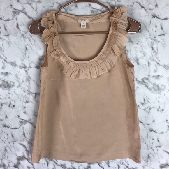 J. Crew Tops - J. Crew 100% Silk Ruffle Pleated Sleeveless Blouse